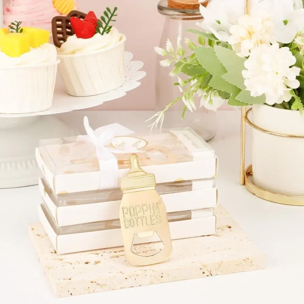 Set of 24 Boxed 'Poppin Bottles' Gold Bottle Opener‎s Baby Shower Gifts Favors